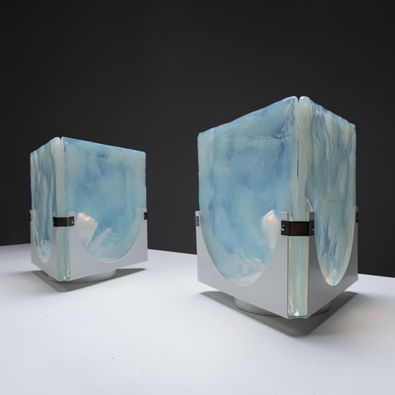 Image 1 of 2x Murano-Glas-Tischleuchte von Leucos - La Murrina