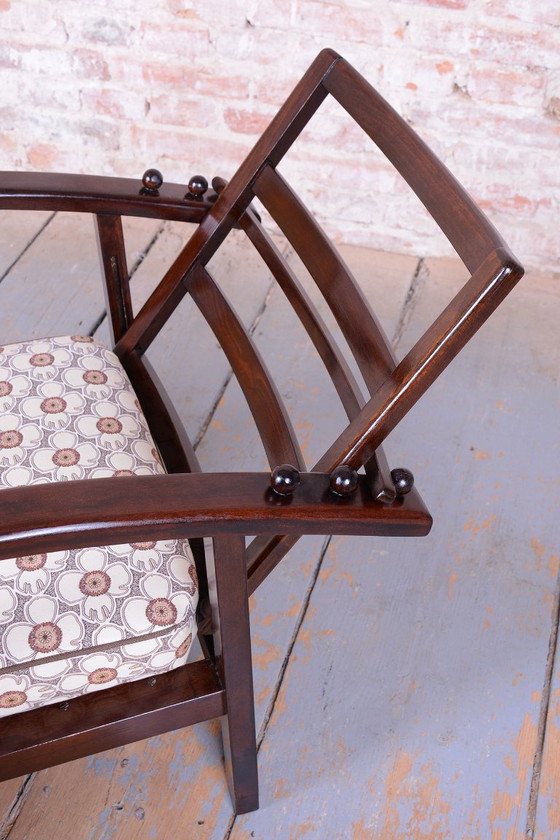 Poltrona Art Déco regolabile restaurata, di Thonet, Faggio, Lucidata, Ceca, anni '20, Poltrone, Tessile, Legno (foto 6 di 15)
