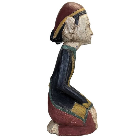 Sculptures javanaises antiques Loro Blonyo – Bois de teck massif – 51 cm – 8.4 kg (photo 4 of 10)