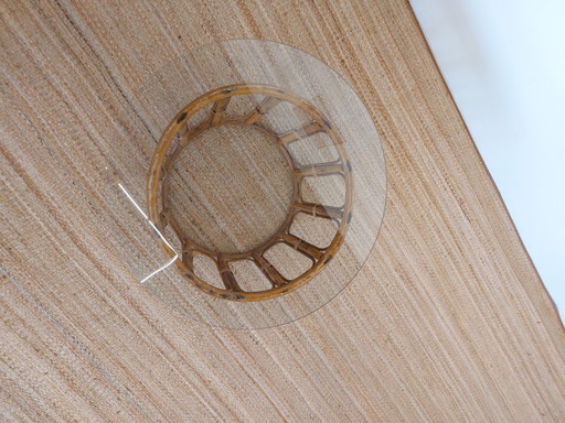 Table basse vintage en bambou / verre