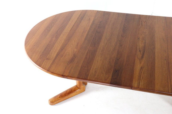 Image 1 of Deense ronde 2x verlengbare eettafel gerestaureerd vintage teak