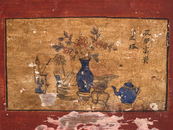 Credenza antica dipinta in legno di pino – Shanxi, circa 1930 – Credenze con vetrina (photo 37 of 39)
