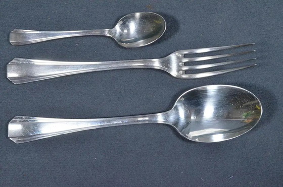 1920s Christofle Boréal Art Deco Silver-Plated Flatware Set by Luc Lanel - 37 Pieces with Case – Cutlery Sets (photo 5 of 17)