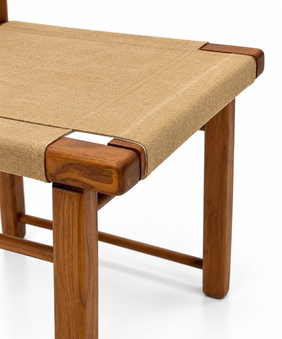 Lot de quatre chaises de salle à manger italiennes en bois avec revêtement en toile, années 1970 – Wood (photo 8 of 8)