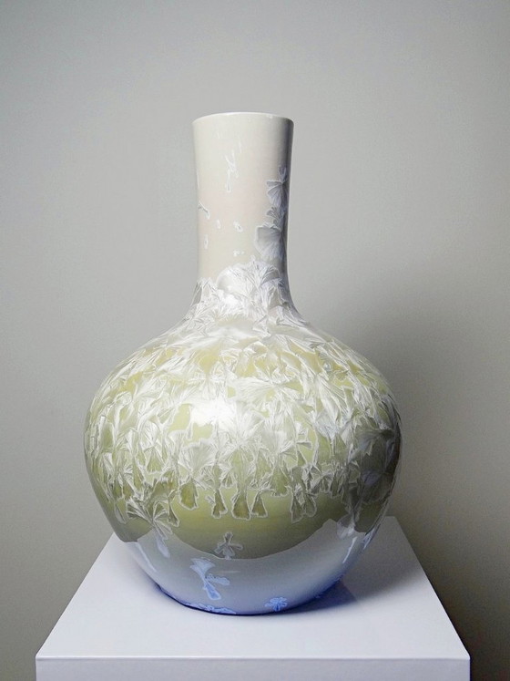 Image 1 of Large globular porcelain vase with crystalline glazes, Jingdezhen Zhi vintage