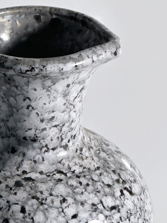 Image 1 of Vintage Scheurich Vase à anse 499-28 Postmoderne Moucheté Memphis Milano Style Gris Vase de fleurs Céramique