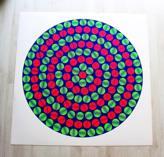 Image 1 of Ivan Picelj "Ciclophoria" - Zeefdruk - Oplage van 200 - Gesigneerd - (80 x 80 cm)