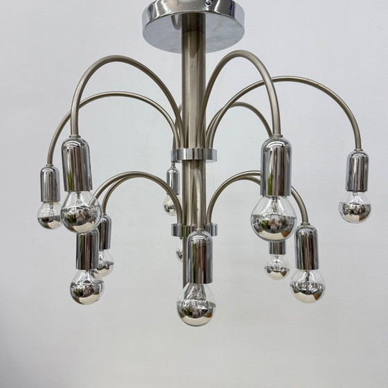 Image 1 of Lampada da soffitto vintage in ottone cromato di Sciolari, anni '70