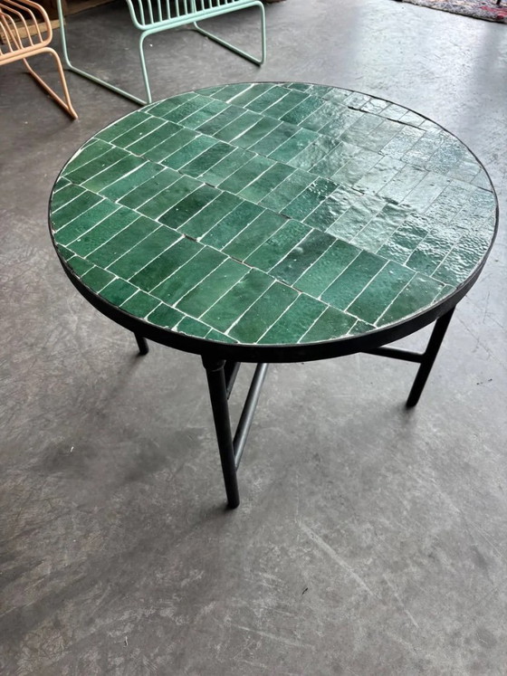 Handmade Moroccan Green Zellige Coffee Table, Indoor & Outdoor, 60 cm, leslosanges, Side tables, Ceramic (photo 10 of 11)