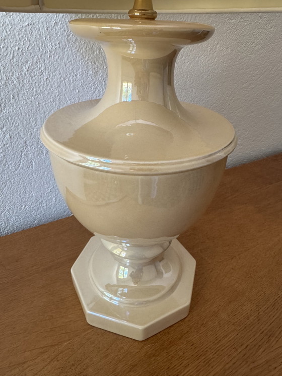 Image 1 of Beige glazed ceramic lamp from the '80s