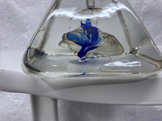 Image 1 of Signed glass paperweight by Pavel Molnar, pyramid shape, 1970s/80s