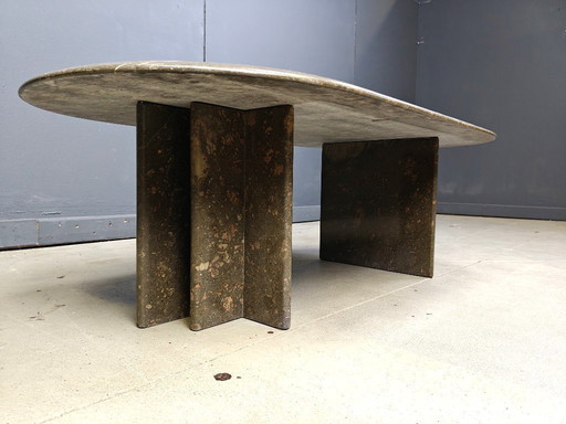 Vintage oval marble coffee table, 1970s