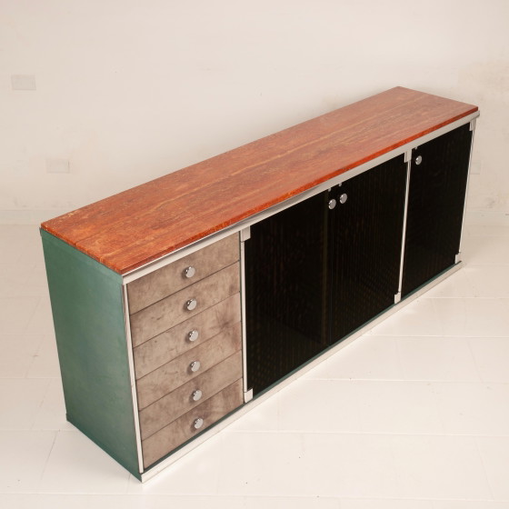 Credenza Astro in marmo e pelle di Guido Faleschini per i4 Mariani 1979 – Credenze, Marble, Glass (photo 19 of 20)
