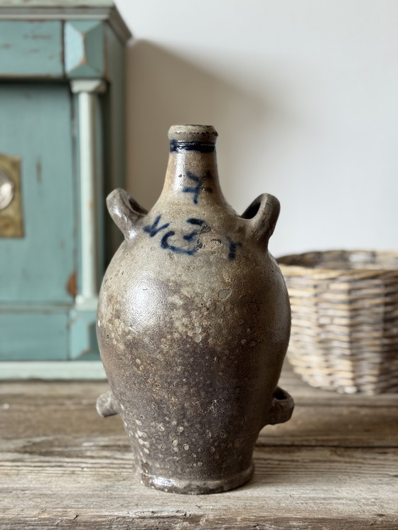 Image 1 of Antike, salzglasierte Steingutflasche/Wasserkrug aus dem 19. Jahrhundert