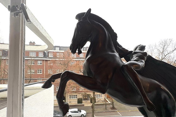 Image 1 of Escultura monumental Art Déco de Charles Lemanceau (Charles), década de 1930: figura alada a caballo