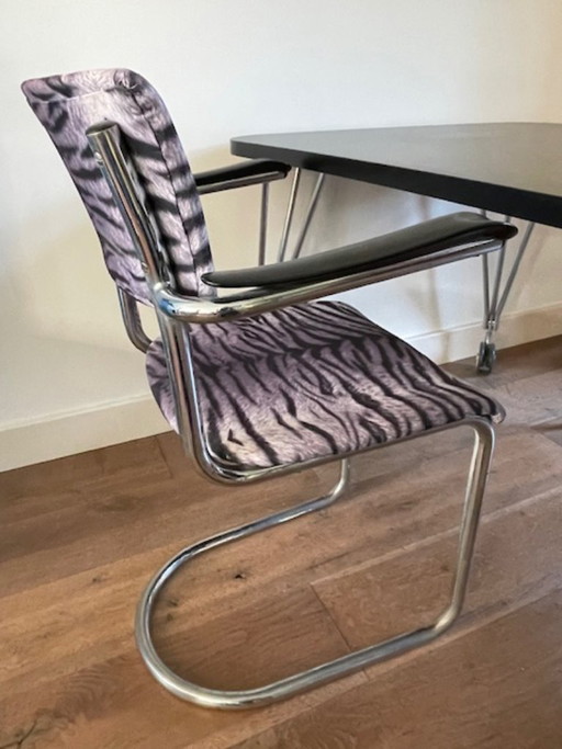 4 vintage De Wit brothers tubular frame chairs