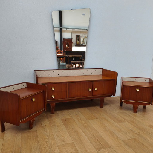 Ensemble tables de chevet vintage milieu du siècle avec coiffeuse - Prix