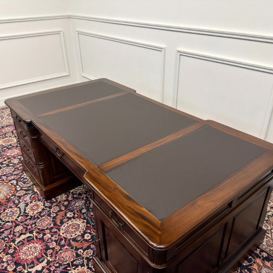 Scrivania da partner inglese classica molto grande – Scrivanie, Leather, Wood (photo 17 of 20)