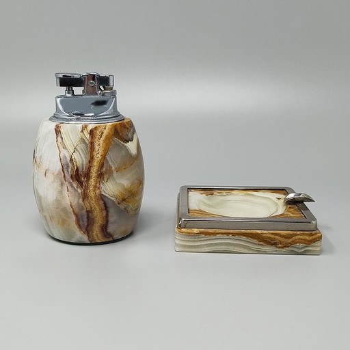 1960s Gorgeous Smoking Set in Onyx, Made in Italy