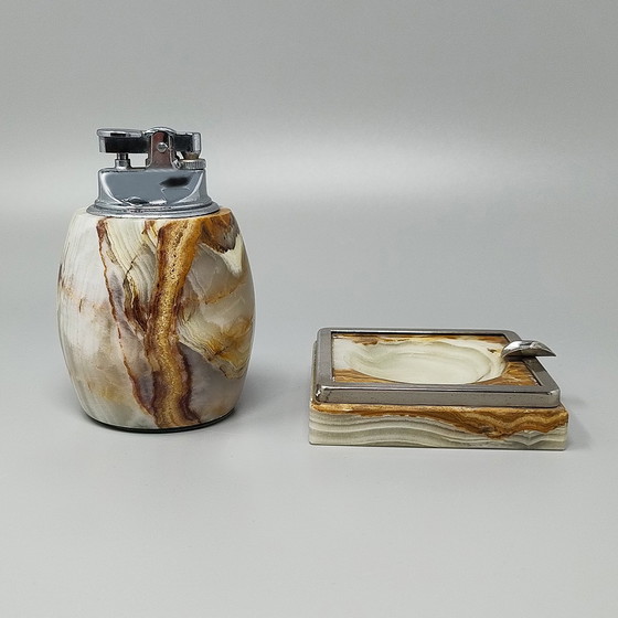 Image 1 of 1960s Gorgeous Smoking Set in Onyx, Made in Italy