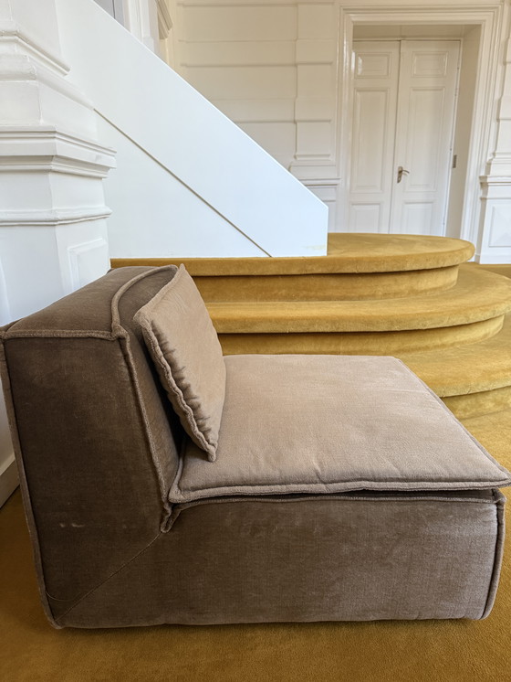 Image 1 of Modular vintage design sofa in brown velvet – 1970s Italian