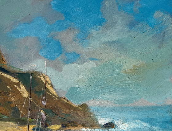 Image 1 of Original Oil Painting Summer Coastal Landscape Sunny day at sea