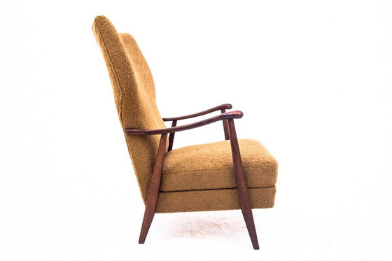 Image 1 of Yellow vintage armchair in bouclé fabric, Denmark, 1960s.
