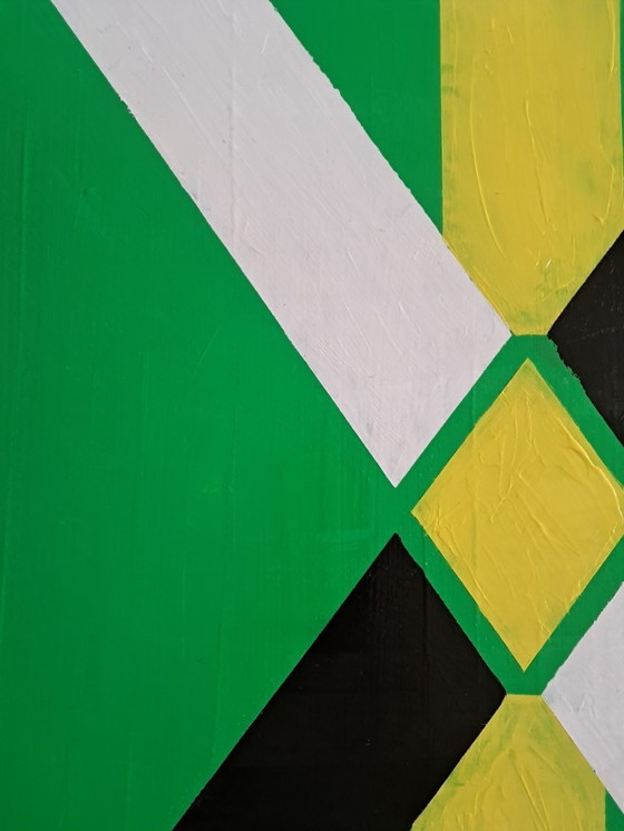 Image 1 of Enzo SAN MARCO - Essential colors on a green background - Artist's painting