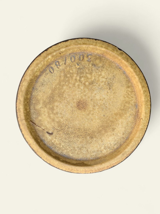 Image 1 of Zeldzaamheid! Vintage keramische plantenstandaard uit de jaren 70 in zwart en goud, klassieke inrichting, zeer goede staat