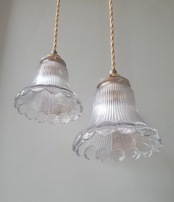 Set of 2 Holophane pendant lamps, Art Deco – Metal (photo 9 of 23)