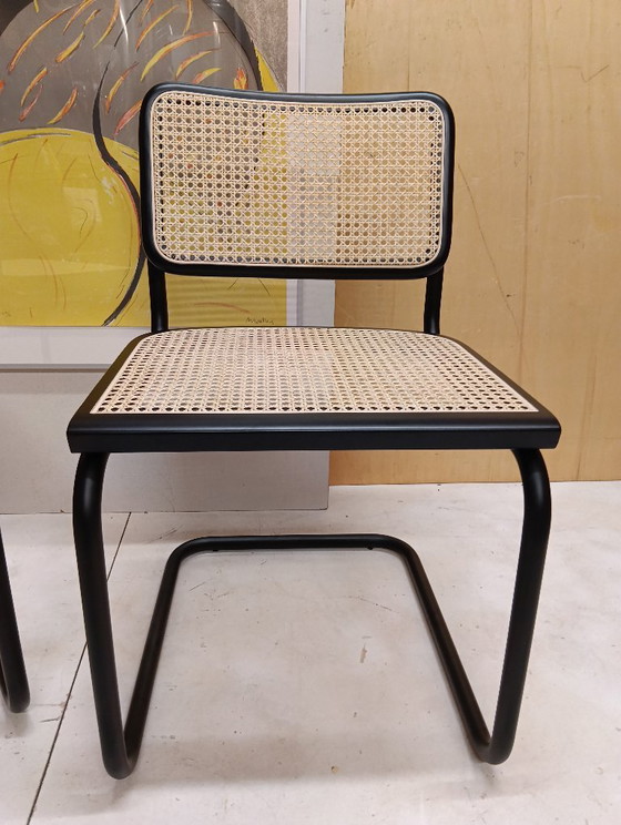 Image 1 of ALIVARMVSEVM 104. SET of 2 CESCA B32 Chairs (NEW) in Black Frame Limited Edition 