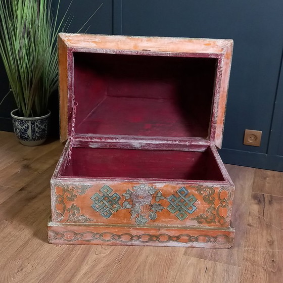 Image 1 of Cofre nupcial húngaro antiguo pintado a mano