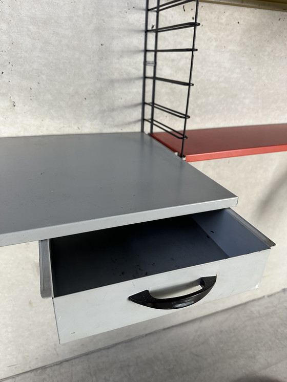 Image 1 of Vintage wandrek + desk Tomado incl. spiegel, kruk, boekensteunen