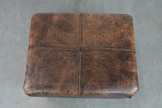 Image 1 of Vintage schapenleren hocker met mooie kleuren