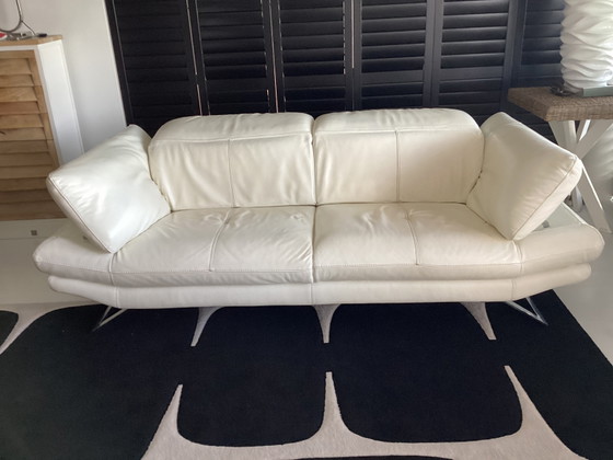 Schönes weißes Ledersofa mit passendem Hocker – DFS, Chaise longue, Leather (photo 9 of 12)