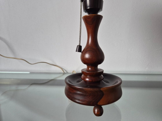 Image 1 of Lampe de table/de chevet japonaise vintage en bois