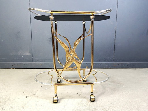 Vintage italian brass bar cart, 1970s 
