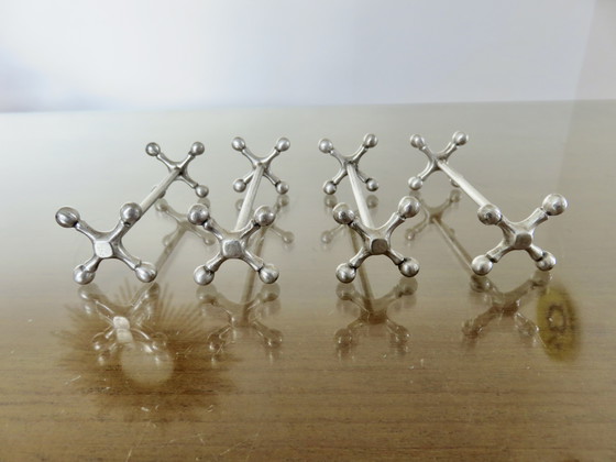 Image 1 of Série de 4 Porte Couteaux, Design, en Métal Argenté, 1970
