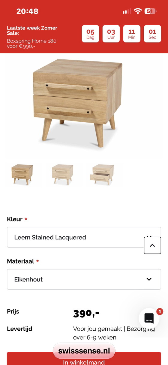 2 Tables de nuit comme neuves, prix neuf € 390,- par pièce – Swiss Sense, Wood (photo 5 of 6)