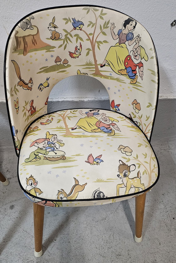 Image 1 of Set of 2 vintage Disney fairy tale children's chair Skai cover 1950s