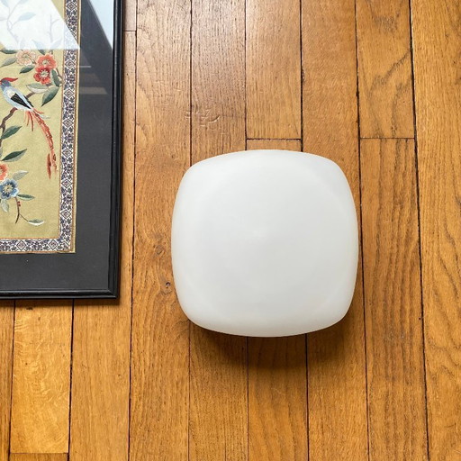 Applique murale plafonnier vintage en verre blanc