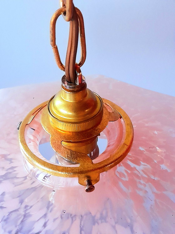 Image 1 of Lámpara colgante Art Déco en cristal Clichy rosa