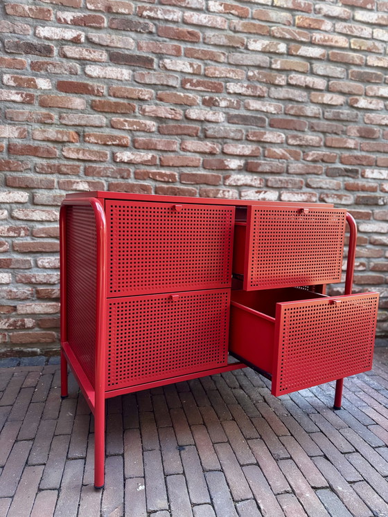 Image 1 of Vintage IKEA Nikkeby – red metal designer sideboard