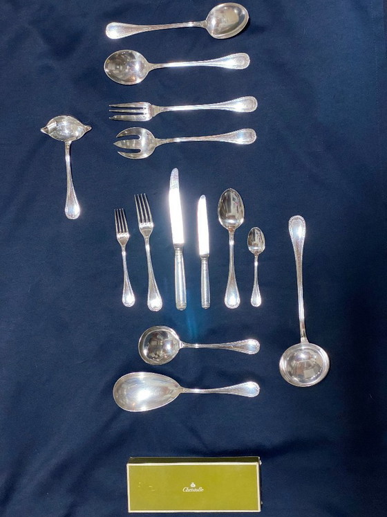 Image 1 of Christofle Malmaison Tafelservice – 12 Gedecke + Servierteile – versilbert