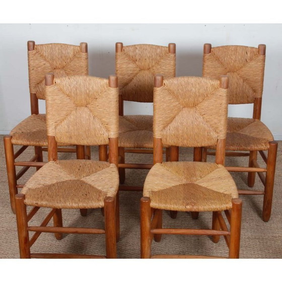 Image 1 of Set van 6 stoelen, Bauche model nr. 19, van Charlotte Perriand, 1950