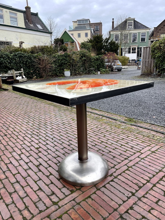 Image 1 of Tableau époxy unique imprimé flamant rose. 