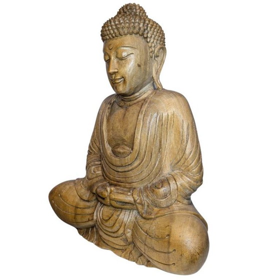 Vintage Hand-Carved Wooden Buddha – Southeast Asia - 118 – Sculpture (photo 8 of 10)