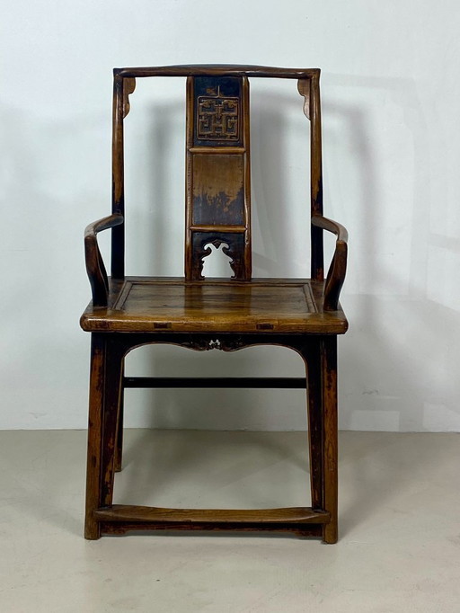  Chairs model Bonnet de Lettré in elm Chinese design 1900