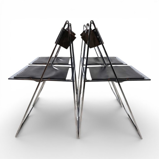 Juego de cuatro sillas de comedor plegables Lübke de Fantoni&Geraci, 1969