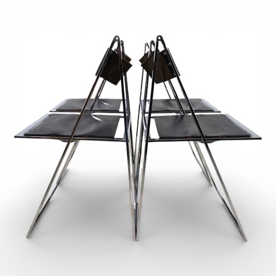 Image 1 of Juego de cuatro sillas de comedor plegables Lübke de Fantoni&Geraci, 1969